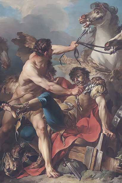 Diomedes King of Thrace Killed by Hercules and Devoured by his own Horses by Jean-Baptiste Marie Pierre (1714–1789)