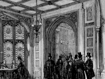Interior view of the French Parliament’s Chamber of Deputies in Paris, reflecting the political life of 19th–20th century France