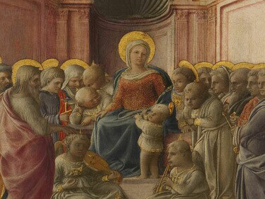 Filippo Lippi,Madonna col Bambino Angeli Santi e il donatori, Galería del Palacio Cini