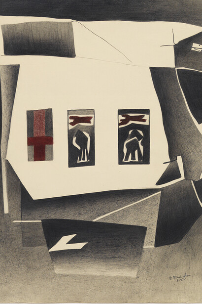 Deborah Remington,
Adelphi Series #3, 1963
Pencil & crayon on paper
14.75 x 11.5 inches
37.5 x 29.2 cm