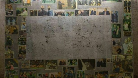 Matheus Rocha Pitta, Decimo accordo (detail), 2013, concrete and newspaper clips, 100 x 150 cm, © Matheus Rocha Pitta, courtesy of Sprovieri, London