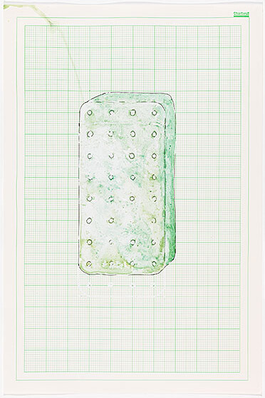 Rachel Whiteread, Green Bed, 1992, ink, correction fluid, and watercolor, Tate: Purchased with assistance from the Art Fund and The Michael Harry Sacher Charitable Trust 2011. © Rachel Whiteread. Image © Tate, 2018. Photo: Lucy Dawkins