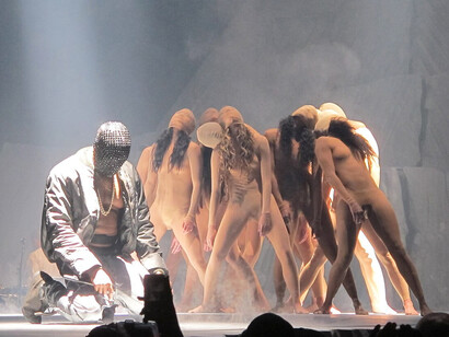 Kanye West takes the stage at the Museum of Modern Art’s annual Party in the Garden benefit in New York City on May 10, 2011