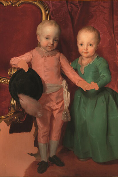 Anton Raphael Mengs. Doppio ritratto degli arciduchi Ferdinando  e Maria Anna  di Asburgo Lorena, 1770-1771, olio su tela
Firenze, Gallerie degli Uffizi, Galleria Palatina 