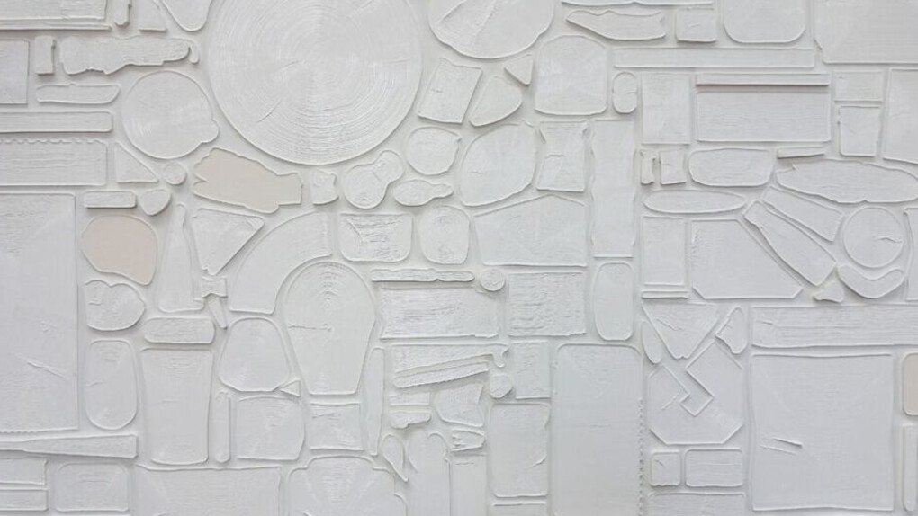 Hong Hao, Reflection No.11, 2016, Acrylic, molding material on canvas, 47 1/4 x 76 3/4 inches (120 x 195 cm)
© Hong Hao, Courtesy the Pace Gallery.
