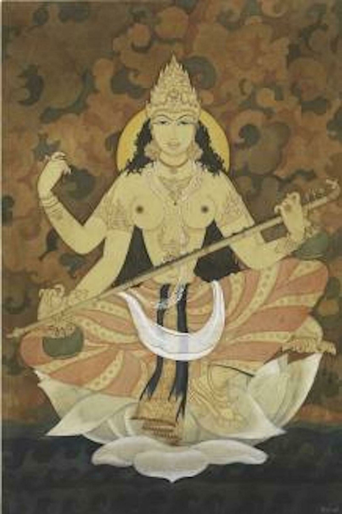 Y.G. Srimati, Indian, 1926 – 2007, Saraswati, Goddess of Learning and Music, Chennai, 1947- 48, Watercolor on paper, 20 in. x 13 ¼ in. (50.8 cm x 33.7 cm) . The Metropolitan Museum of Art, New York, Friends of Asian Art Gifts, 2009 (2009.102)