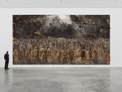 Anselm Kiefer, Marx my word fort, 2021-23, mixed media painting and sand installation, dimensions variable © Anselm Kiefer. Photo © White Cube (Theo Christelis). Courtesy the artist and White Cube Bermondsey
