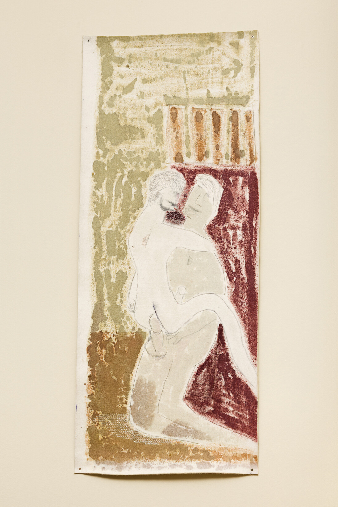 f.marquespenteado, Sean e narrador no litoral irlandês, 2014, gouache on indutrial felt embroidery machine, Edition: N/A, 63 x 61,5 cm. Cortesia de Mendes Wood DM , São Paulo