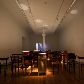 Jannis Kounellis, Theodoros Terzopoulos Die Hamletmaschine by Heiner Müller, Exhibition view, Photos by Lucrezia Roda. Courtesy of Galleria Fumagalli