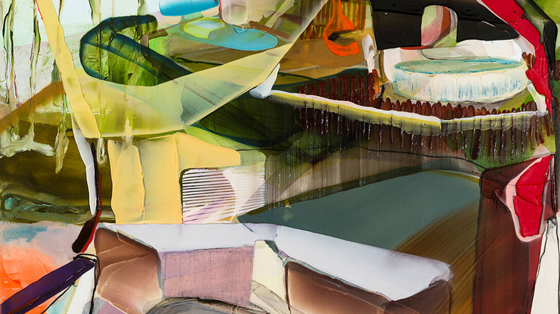 Foreign Domesticity, 2020
Acrylic, charcoal, and aerosol on canvas
47 x 63 inches