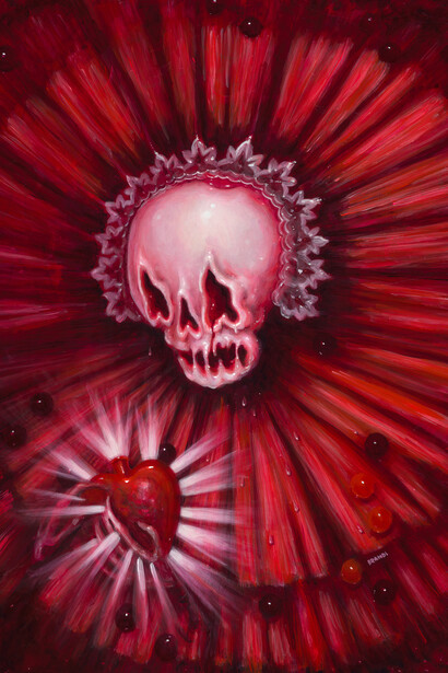 Brandi Milne, Crying for the death of your heart (portrait of the artist after death) (detail). Courtesy of Corey Helford Gallery