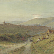 Alfred Fitzwalter Grace, Over Lewes, Evening 1898, Watercolour, The Towner Bequest (1920), Dimensions 60.1 x 110.5 cm