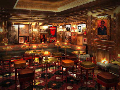 Salón de espejos en el Annabel’s private members’ club, Londres, Reino Unido