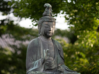 A statue of a Abhaya Mudra Buddha