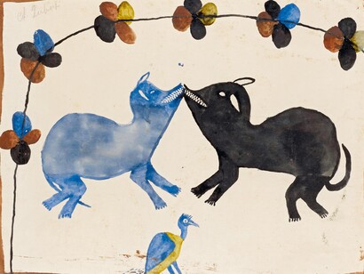 Albert Lubaki, Sans titre, c. 1929, Aquarelle sur papier, 52 x 65 cm, Collection privée et courtesy Galerie Loevenbruck, Paris © Albert Lubaki, Photo © Fabrice Gousset, courtesy Cornette de Saint Cyr, Paris