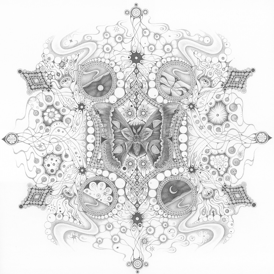 Michiyo Ihara, Snowflakes #121, graphite on paper, 22.25 x 22.25 inches 