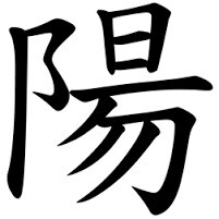 Il radicale di sinistra è uguale per tutti e due e rappresenta una collina. Il radicale di destra dello Yang, rappresenta il sole, una luce sopra l’orizzonte, l’ideogramma quindi raffigura tutto ciò che è luminoso, il sole, il maschile, il polo positivo. 
