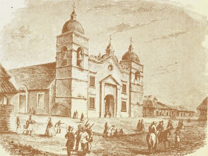La Gran Catedral en la Plaza Central, Granada, Nicaragua. Dibujo de 1856
