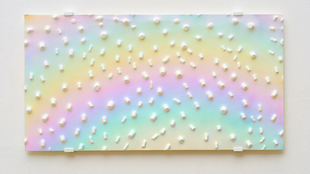 Katherine Gray and Nancy Callan, White Rainbow, 2022, glass/metal mount. Courtesy of Heller Gallery