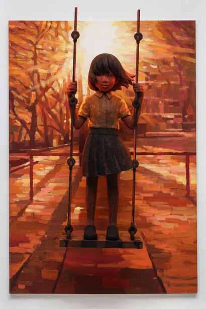 OHATA Shintaro, Swing against the sunset, 2018, mixed media, 130.3 x 89.4 x 40 cm, © OHATA Shintaro, courtesy of Mizuma Gallery and YUKARI ART