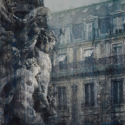 La Dance II, watercolor on arches paper, 52" x 52", 132 x 132cm. Courtesy of Hugo Galerie 