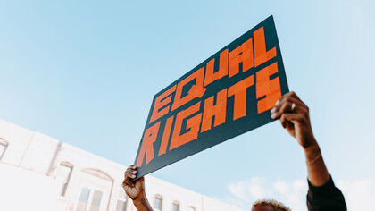 A banner that opened during the demonstrations