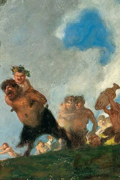 Anónimo, "Procesión bacante", óleo sobre lienzo, circa 1900