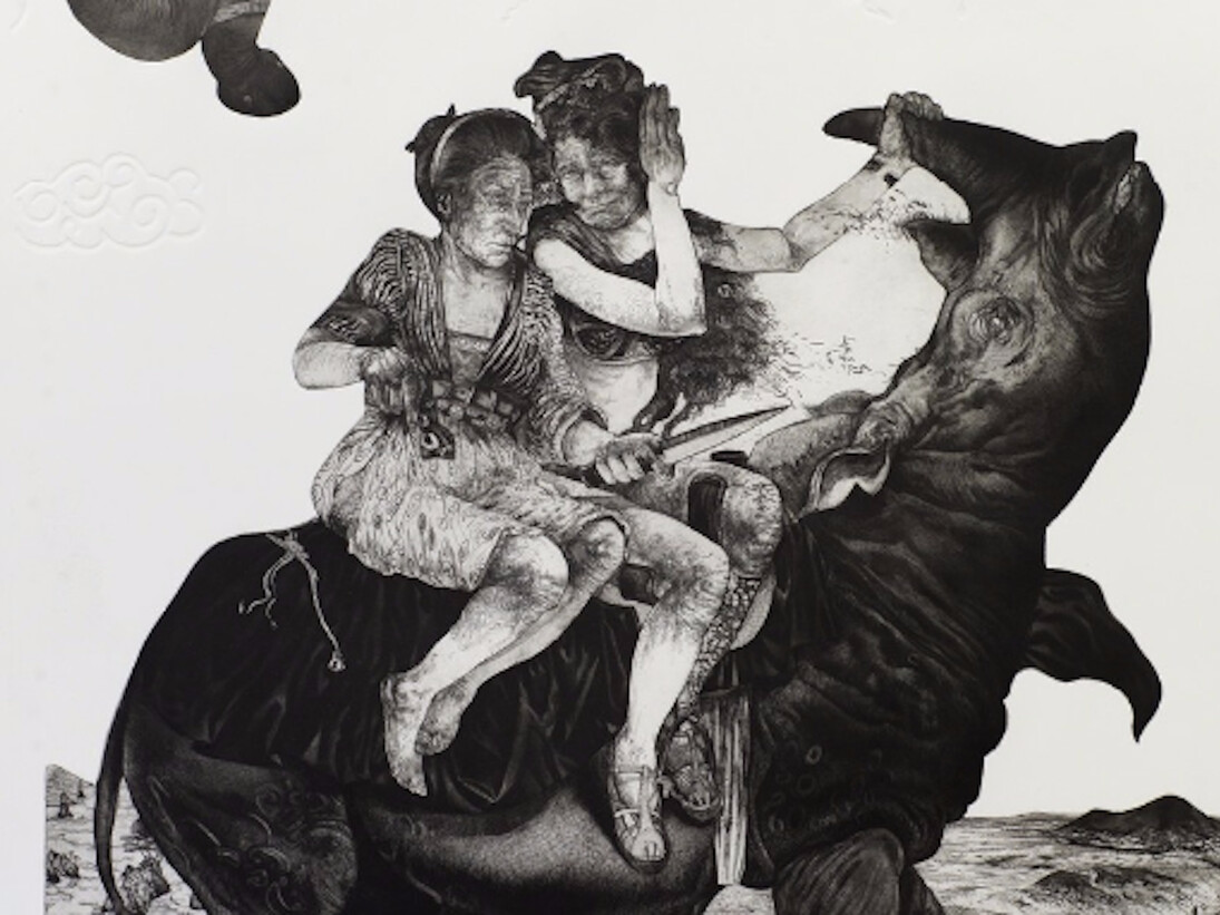 Diane Victor, The Rhino Who Looks at the Sky, 2013. Courtesy of David Krut Projects