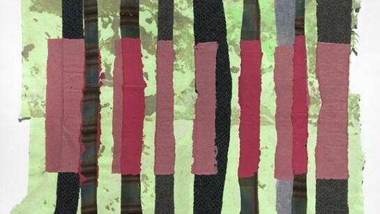 Elana Herzog, Untitled (P 85), 2013, Hand made paper and textile, 21 1/2 x 27 3/4 inches, framed 27 1/2 x 33 3/4 inches. Courtesy of LMAKprojects, NY