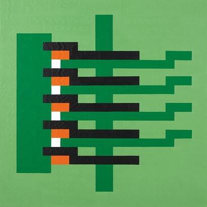 Heidi Wood, série Décor d’une vie ordinaire 3, 2013, acrylique sur tissu d’ameublement, 100 x 100 cm, courtesy of galerie anne barrault
