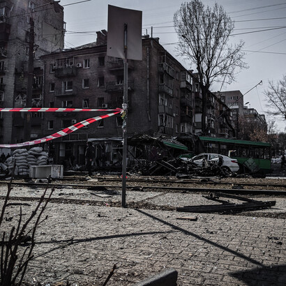 Palazzi distrutti dalle bombe, Kiev, Ucraina