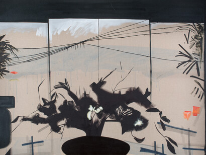 Caragh Thuring, Sharp Sand, 2015, oil, gesso, pigment, graphite on linen, 84 x 60 in. / 213.4 x 152.4 cm. Image courtesy the artist & Simon Preston Gallery, NY