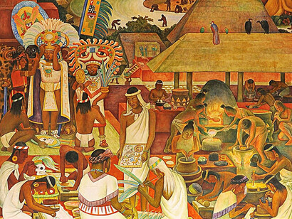 Detail of the murals by Diego Rivera on Pre-Columbian cultures at Palacio Nacional, Mexico City
