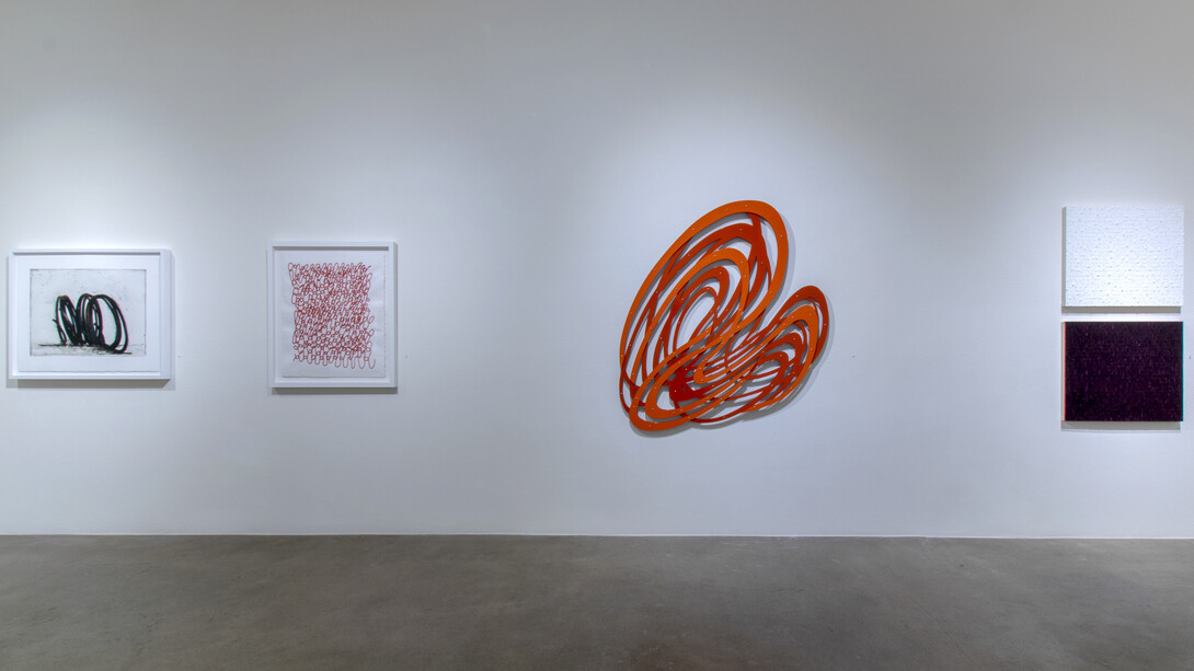 Robischon 45+, Part II, installation view: Bernar Venet, Louise Bourgeois, Linda Fleming, Omar Chacón. Image Courtesy of Robischon Gallery