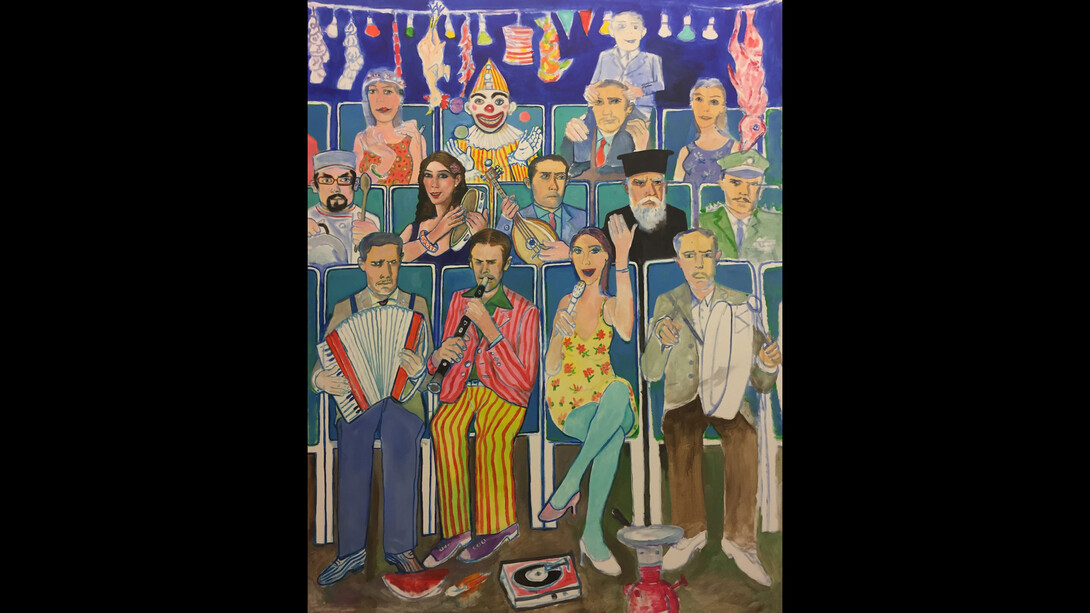 Edouard Sacaillan 
Funfair,2019
acrylic on canvas
204 X156 cm
Courtesy Kalfayan Galleries,Athens-Thessaloniki