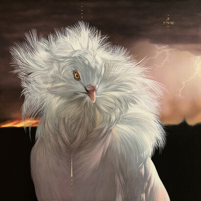 Josie Morway_Storm Warning_Oil and enamel on wood_12_ x 12”