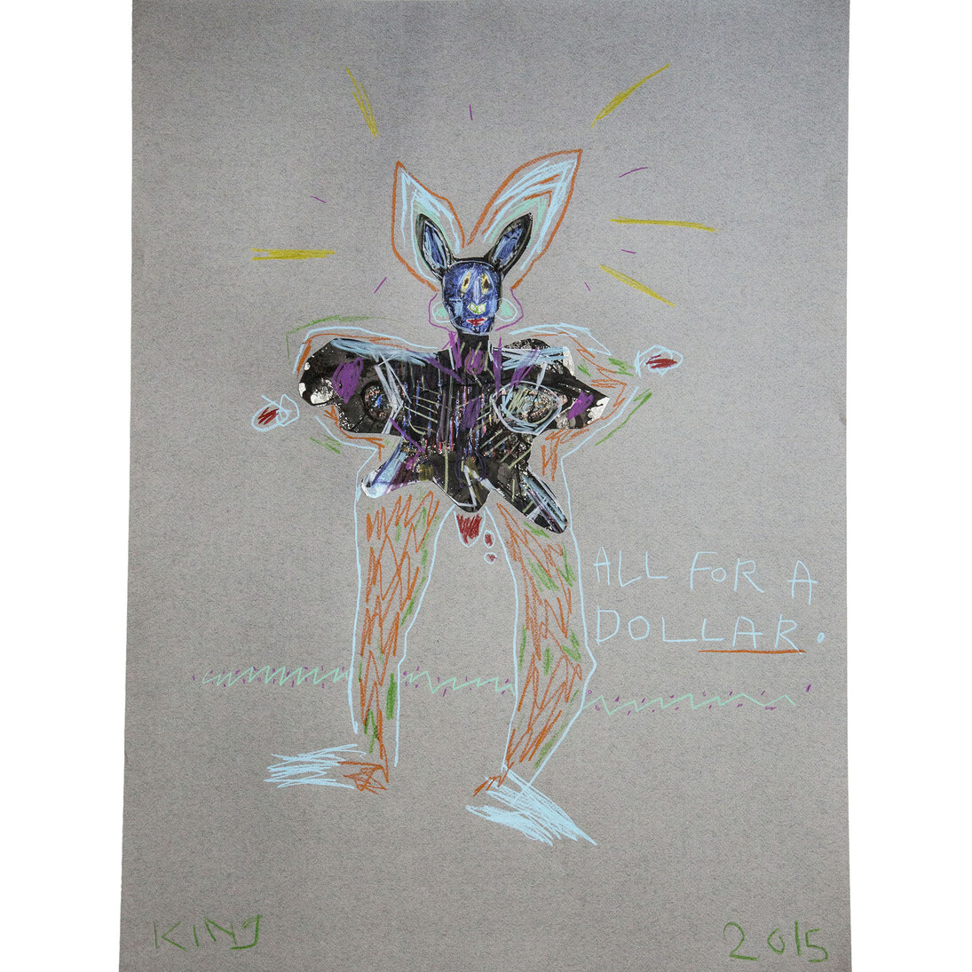 David King Reuben, All For a Dollar, Pencilcolor and litho inserted paper