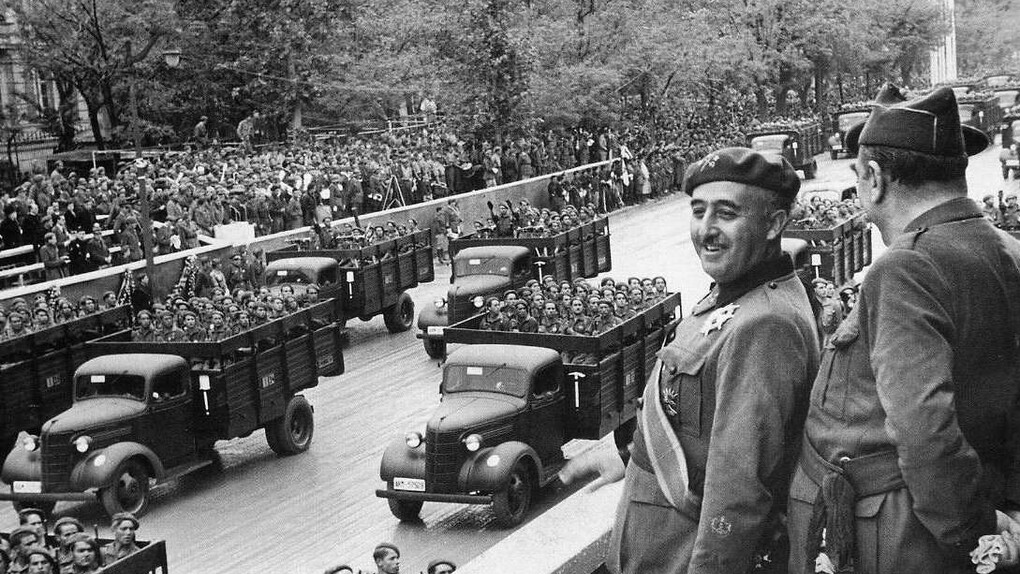 Francisco Franco presenciando un desfile militar