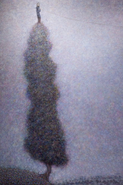 Kaz Watabe, This is Where I Belong (detail), 2022. Oil on canvas, 63.78 x 51.3 x 1.2 inches (162 x 130.3 x 3 cm). Courtesy of Seizan Gallery