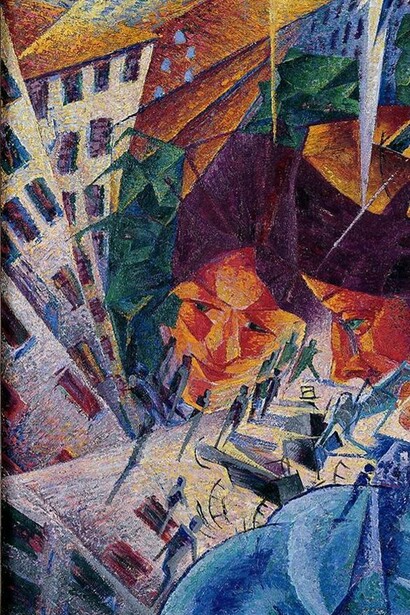 "Visiones simultáneas", óleo sobre lienzo, Umberto Boccioni, 1911