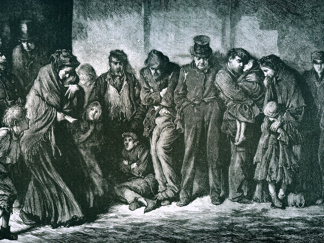 Houseless and Hungry, engraving by Luke Fildes, 1869
© Cardiff University Library: Special Collections and Archives
