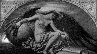 "El eclipse de Sol por la Luna", ilustración, Elihu Vedder, 1922
