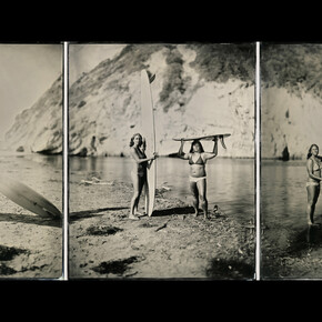 Joni Sternbach, The Women and the Waves, Triptych (Santa Barbara, CA), 2015, tintype, each: 14x11 inches, total:14x33 inches, unique. Courtesy the artist and Von Lintel Gallery