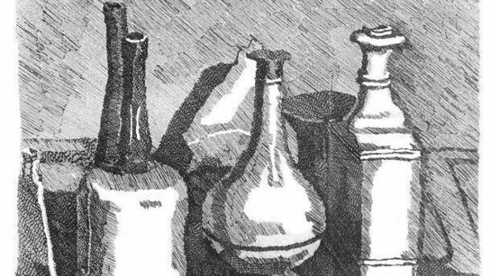 Giorgio Morandi, Natura morta, 1933. Acquaforte, 258 x 304 mm. Courtesy Galleria d’Arte Maggiore G.A.M., Bologna.