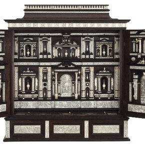 Neapolitan Cabinet, Giacomo Fiammingo, ivory engraving by Giovanni Battista de Curtis and Januarius Picicaroum around 1600 Naples ebony, ivory106 x 101,1 x 60,9 cm