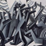 Fortunato Depero, "La rissa (Discussione del 3000)" (dettaglio), 1926, olio su tela, Mart, Fondo Depero