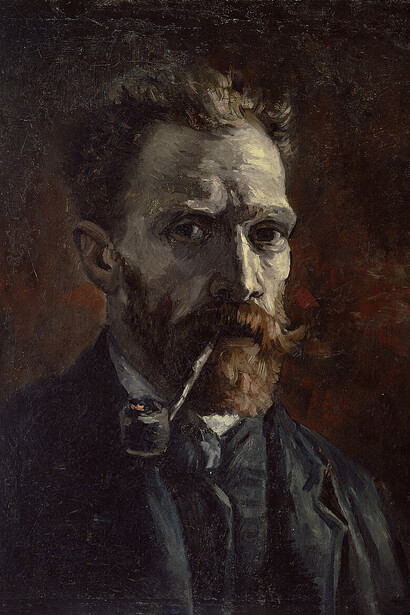 Vincent van Gogh, Autorretrato con una pipa (1886). Museo Van Gogh, Ámsterdam, Países Bajos