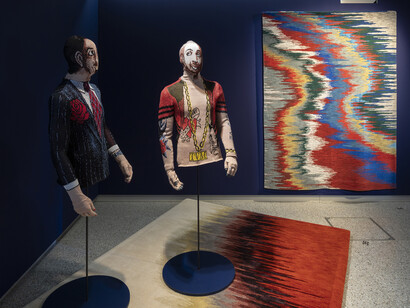 Christoph Hefti. The missing cat et autres histoires textiles, vue d'exposition. Avec l'aimable autorisation du Museum für Gestaltung