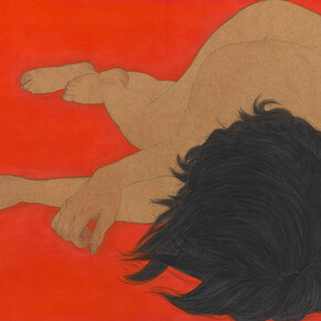 Seung Ah Paik, Infatuate, Pigment, rabbit skin size and charcoal on canvas, 120 x 160 x 3.8 cm, 2010 