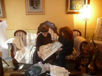 Checking the dress made with linen